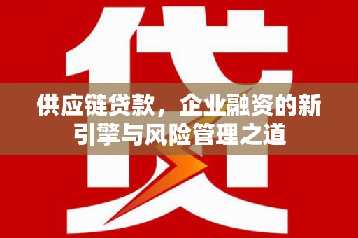 莎车供应链贷款，企业融资的新引擎与风险管理之道