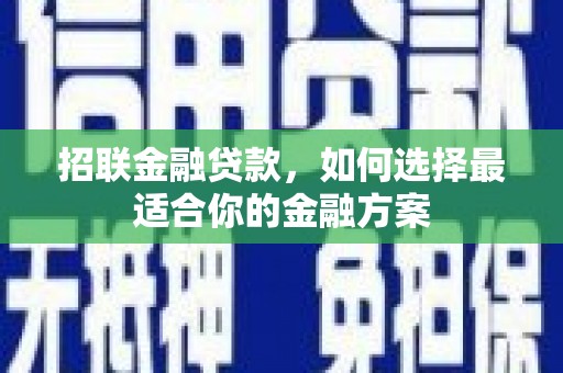 莎车招联金融贷款，如何选择最适合你的金融方案