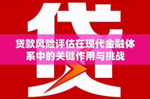 莎车贷款风险评估在现代金融体系中的关键作用与挑战