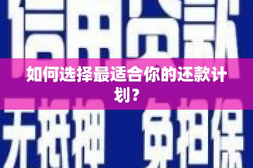 莎车如何选择最适合你的还款计划？