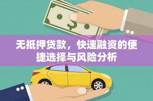 莎车无抵押贷款，快速融资的便捷选择与风险分析
