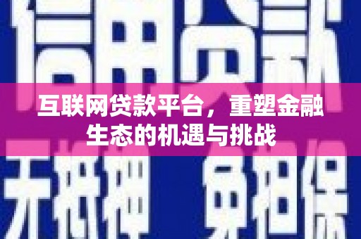 莎车互联网贷款平台，重塑金融生态的机遇与挑战