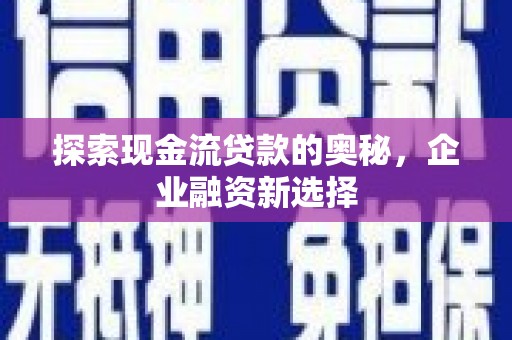 莎车探索现金流贷款的奥秘，企业融资新选择