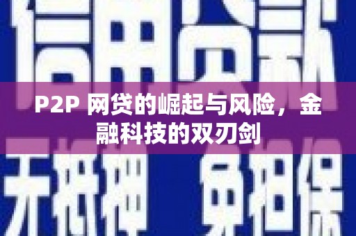 莎车P2P 网贷的崛起与风险，金融科技的双刃剑