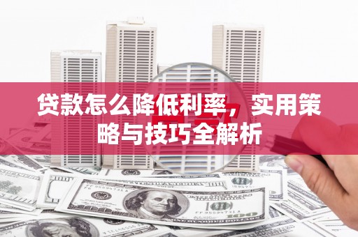 莎车贷款怎么降低利率，实用策略与技巧全解析